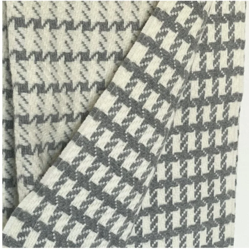 ARTZNL 100% Baby Alpaca Houndstooth Throw Blanket Large Soft Warm Luxury Gray